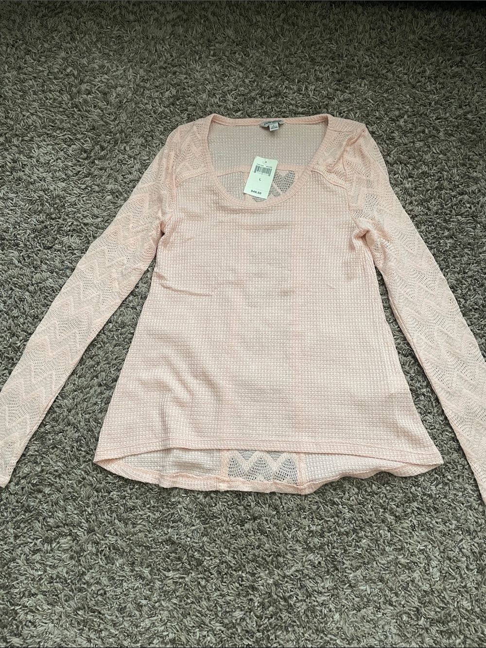 Lucky Brand Light Pink Long Sleeve Knit Top